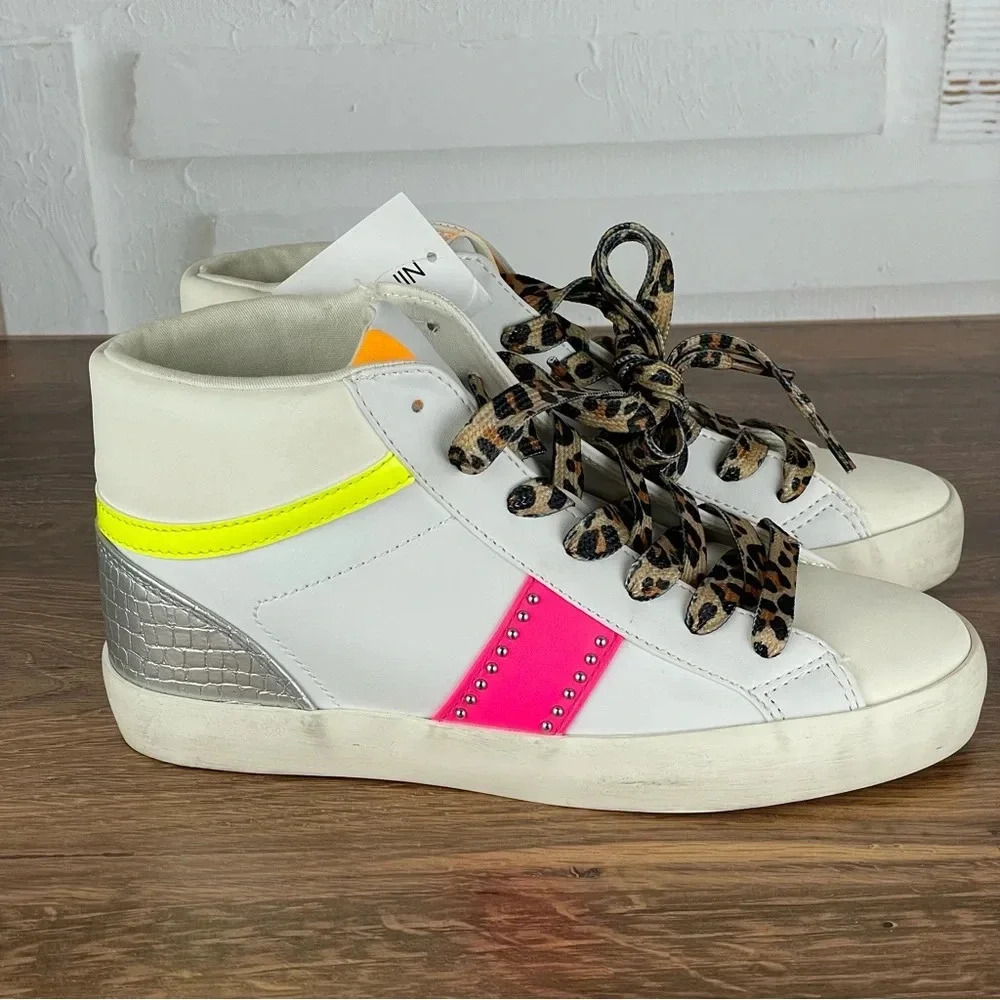 Nine West Stunnah Women's High-Top Sneakers size 5.5 vintage effect - Picture 3 of 9
